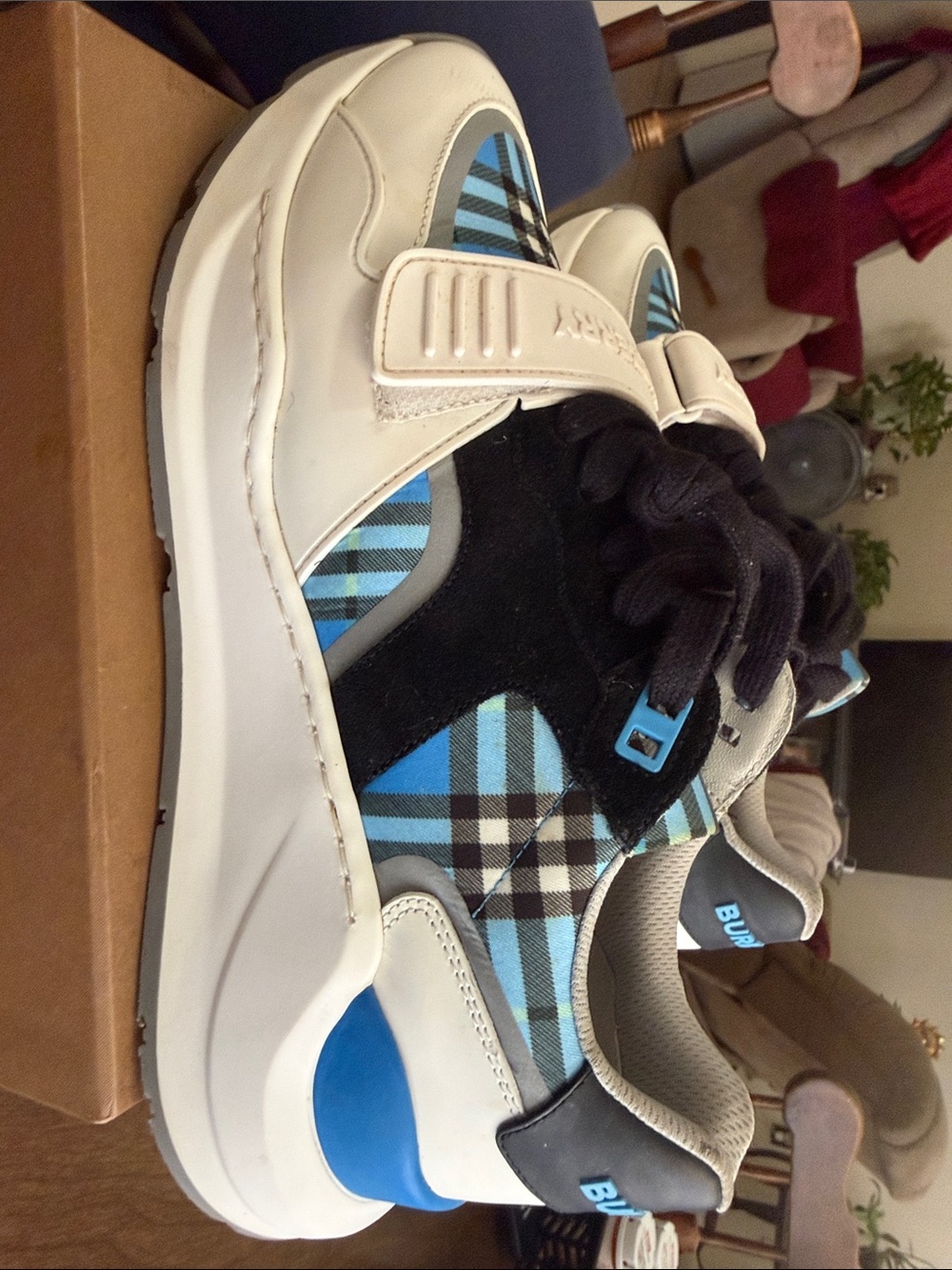 Burberry Azure Blue Low Top Sneakers - Picture 2 of 5